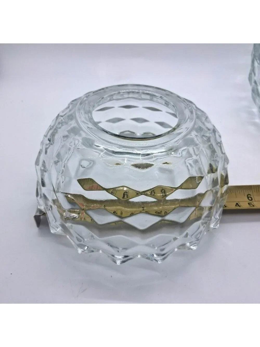 HOMCO Fairy Lamp Clear Glass Globe Candle Holder With Diamond Honeycomb Pattern